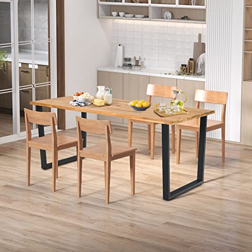 Tangkula Acacia Wood Patio Dining Table for 6