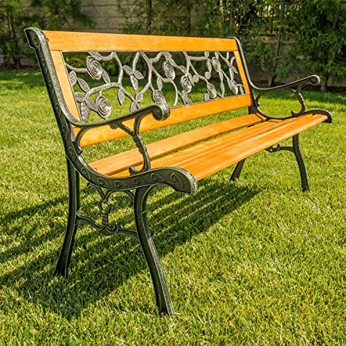 FDW Cast Iron and Hardwood Garden Bench