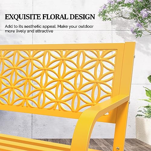 VINGLI Waterproof Floral Back Bench for Outdoors
