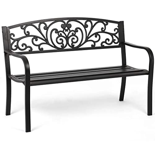 Metal Garden Bench for Patio and Outdoor Use