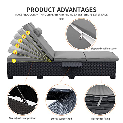 Set of 2 Adjustable Outdoor Chaise Lounge Chairs