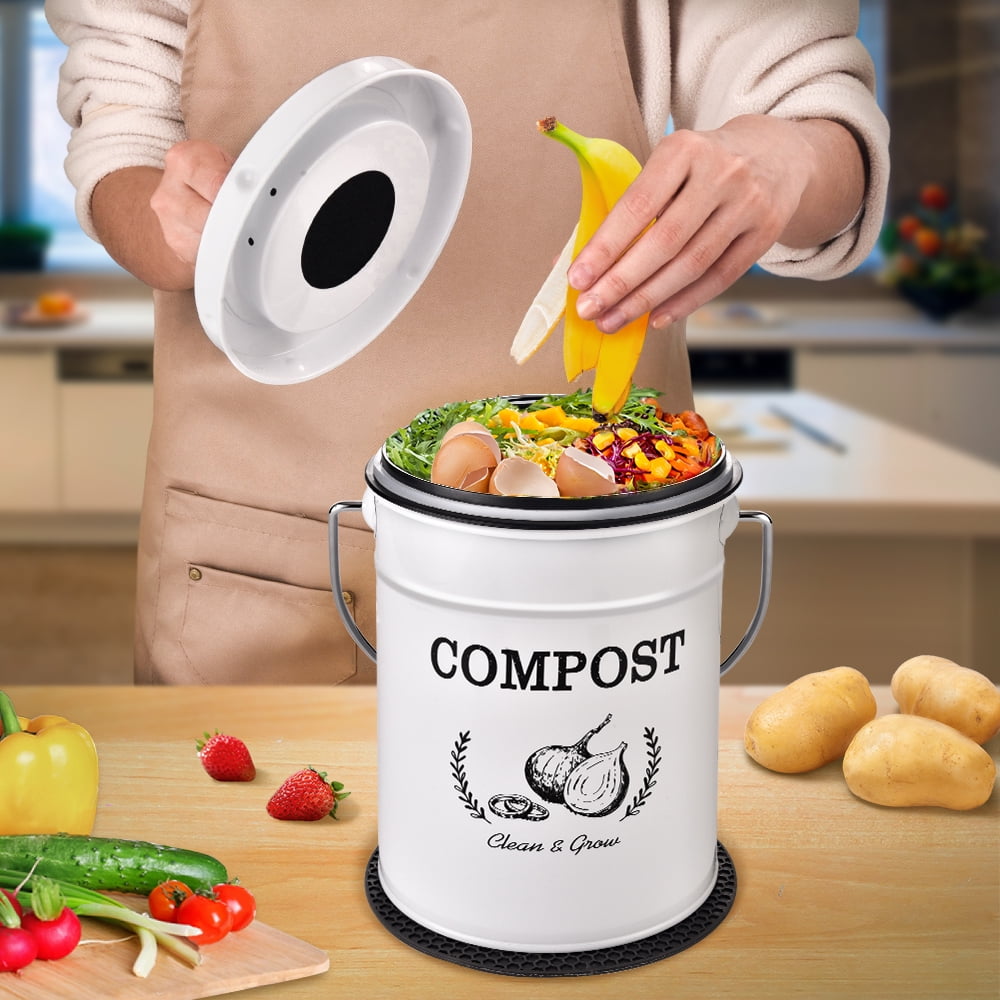 Countertop Compost Bin with Lid, 1 Gallon