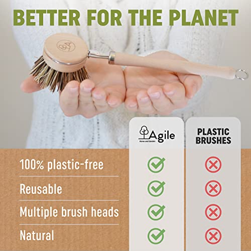 Eco-Friendly Wooden Dish Brush & Sponge Set