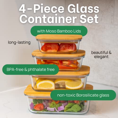 Eco-Friendly Bamboo Lid Glass Food Storage Set