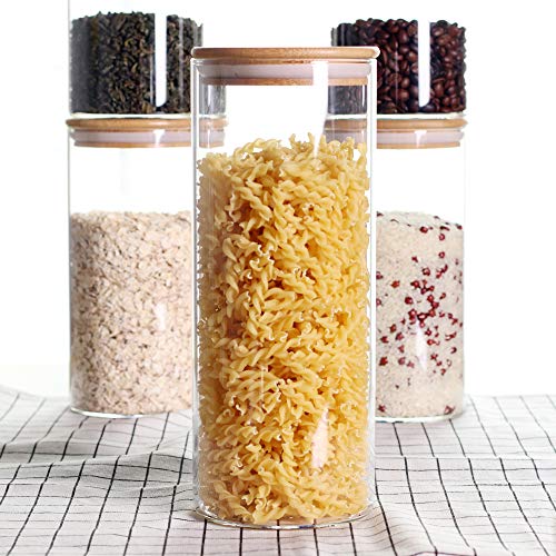 Stackable Glass Food Storage Containers with Bamboo Lids