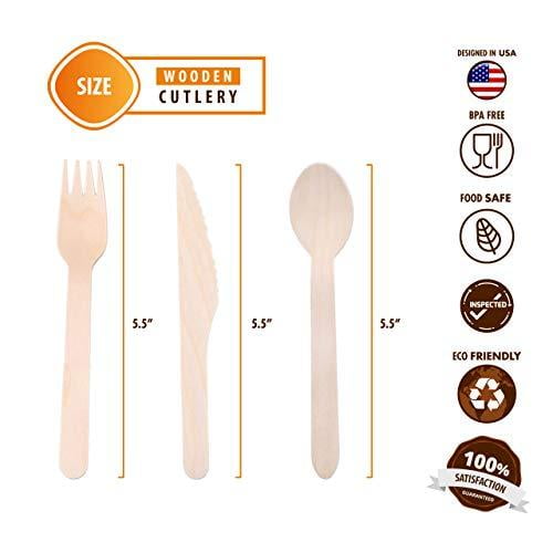 Biodegradable Wooden Cutlery Set - 220 Utensils