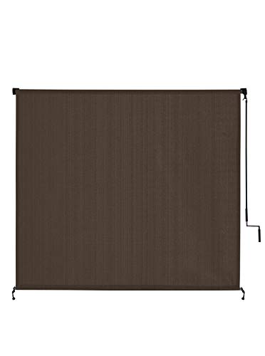 VICLLAX Cordless Outdoor Roller Shade, Mocha 8' x 8