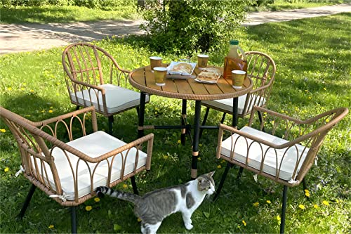 5-Piece Wicker Patio Dining Set with Umbrella Hole