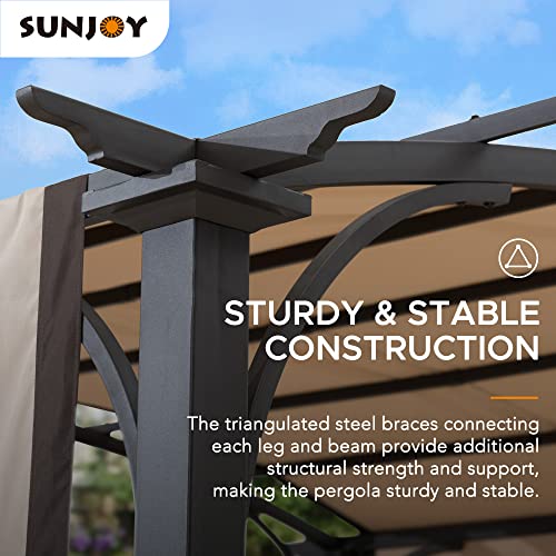 Sunjoy Lindt Curved Steel Pergola with Adjustable Canopy