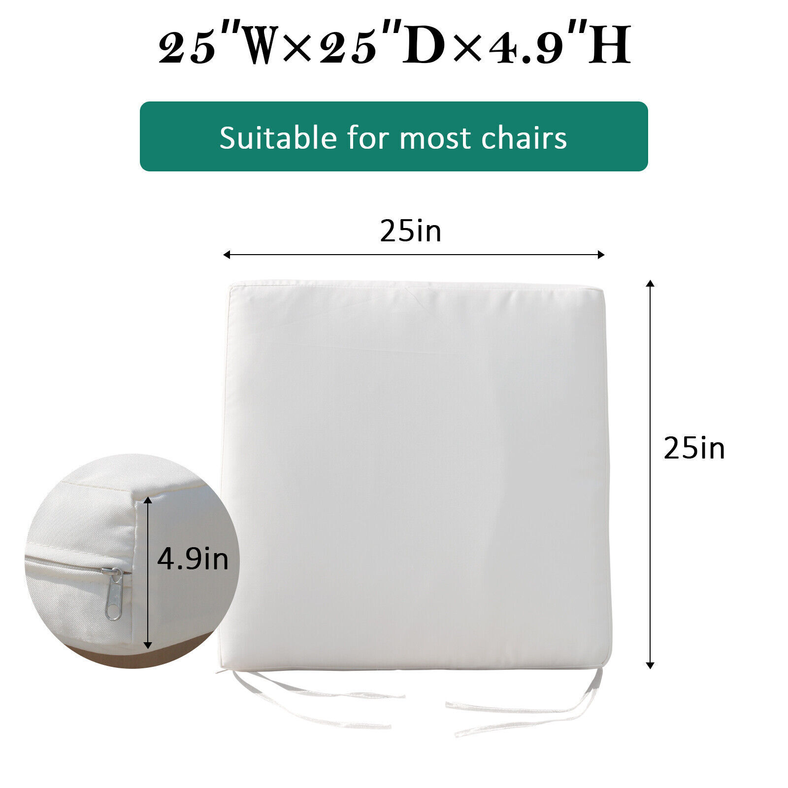 6 Pack 25" Outdoor Patio Chair Cushions