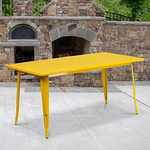 Emma + Oliver Yellow Metal Rectangular Table