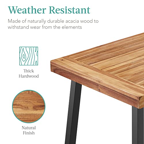 6-Person Rustic Acacia Wood Picnic Dining Table