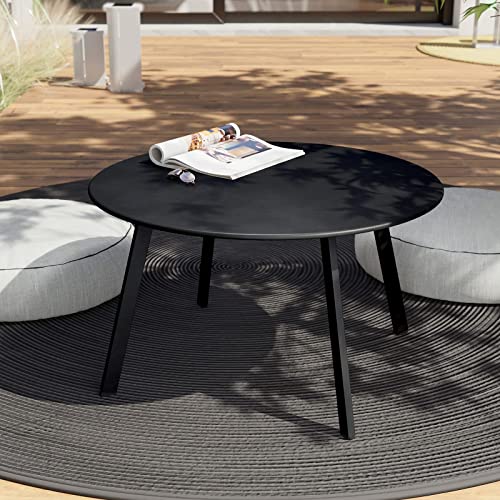 Round Steel Outdoor Coffee Table - Black