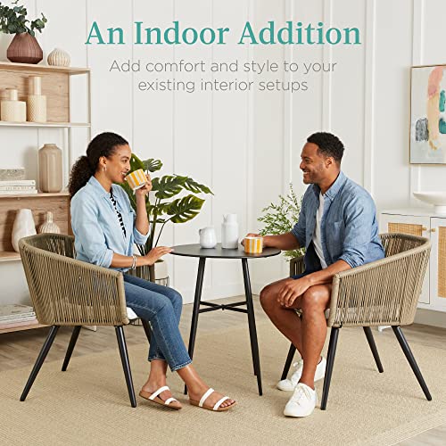 Set of 2 Woven Wicker Patio Dining Chairs