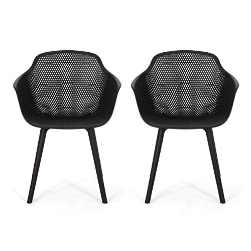 Black Outdoor Dining Chair Set of 2