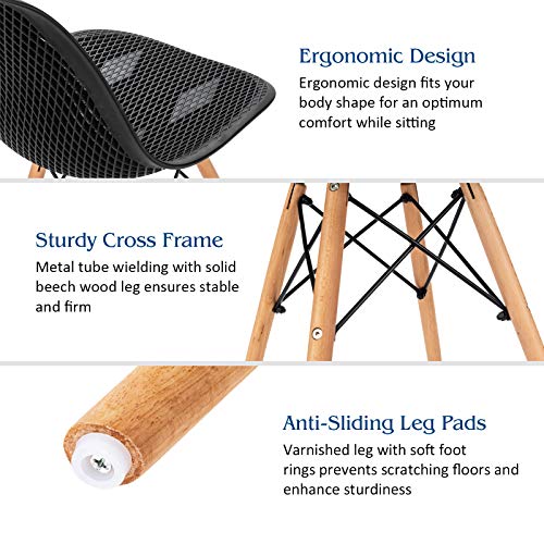 Set of 4 Modern Outdoor Dining Chairs Black