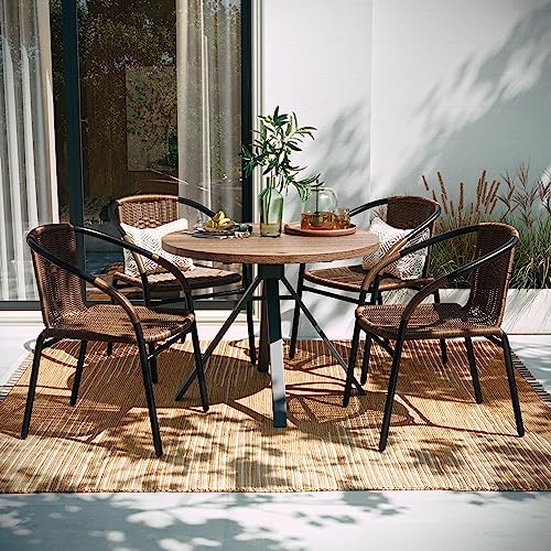 Lila 4-Pack Dark Brown Rattan Stack Chairs