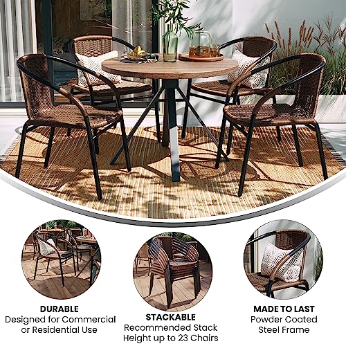 Lila 4-Pack Dark Brown Rattan Stack Chairs