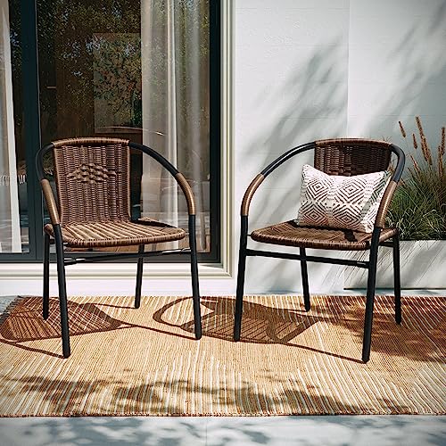 Lila 4-Pack Dark Brown Rattan Stack Chairs