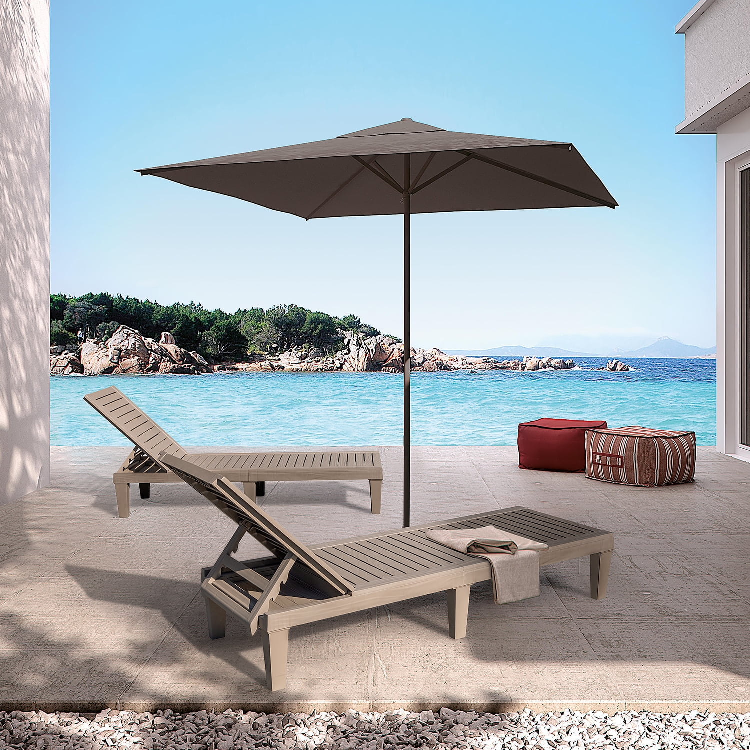 Set of 2 Outdoor Adjustable Chaise Loungers