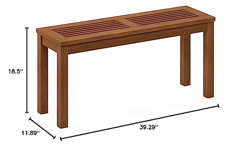 Furinno Tioman Hardwood Outdoor Bench, Natural Finish