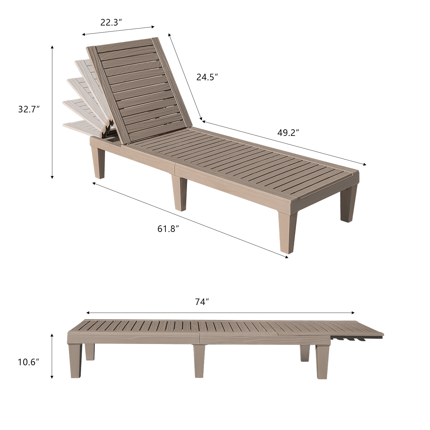 Set of 2 Outdoor Adjustable Chaise Loungers
