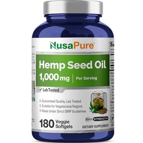NusaPure Vegan Hemp Oil 1,000mg, 180 Softgels