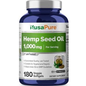 NusaPure Vegan Hemp Oil 1,000mg, 180 Softgels