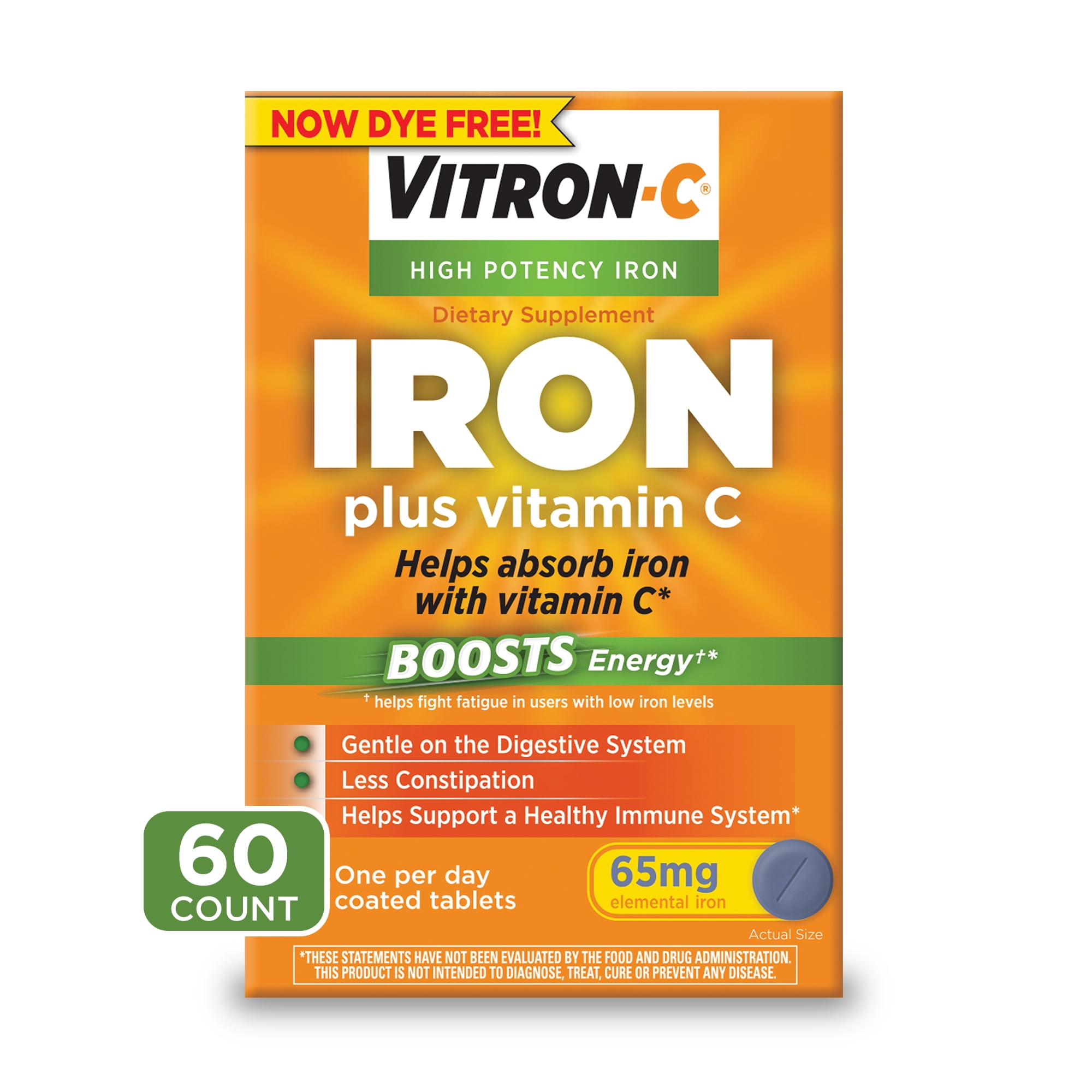 Vitron-C Iron High Potency with Vitamin C, 60 Tabs