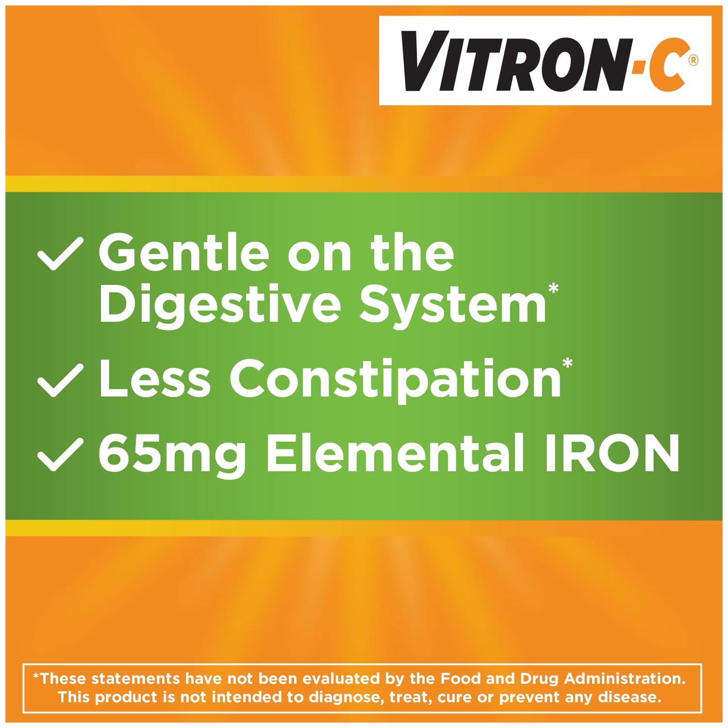 Vitron-C Iron High Potency with Vitamin C, 60 Tabs