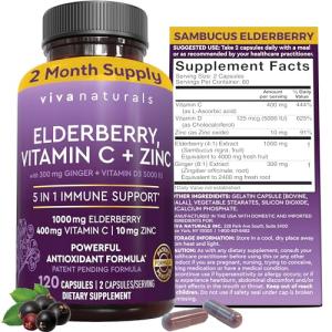Viva Naturals Elderberry Capsules with Vitamin C & Zinc