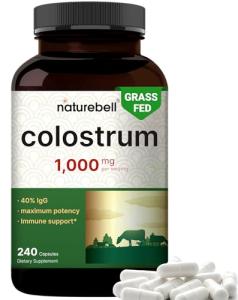 NatureBell Bovine Colostrum Supplement 1,000mg, 240 Capsules
