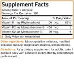 Triple K Complex: K1, K2 MK7 & MK4, 180 Capsules