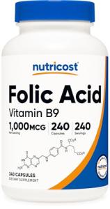Nutricost Folic Acid 1000 mcg, 240 Capsules