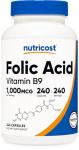Nutricost Folic Acid 1000 mcg, 240 Capsules