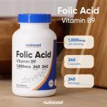 Nutricost Folic Acid 1000 mcg, 240 Capsules