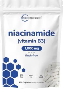 500mg Niacinamide Capsules - 400 Count Non-GMO