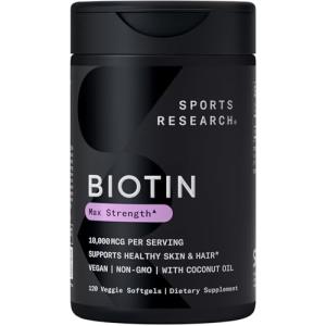 Sports Research Biotin 10,000mcg with Coconut Oil