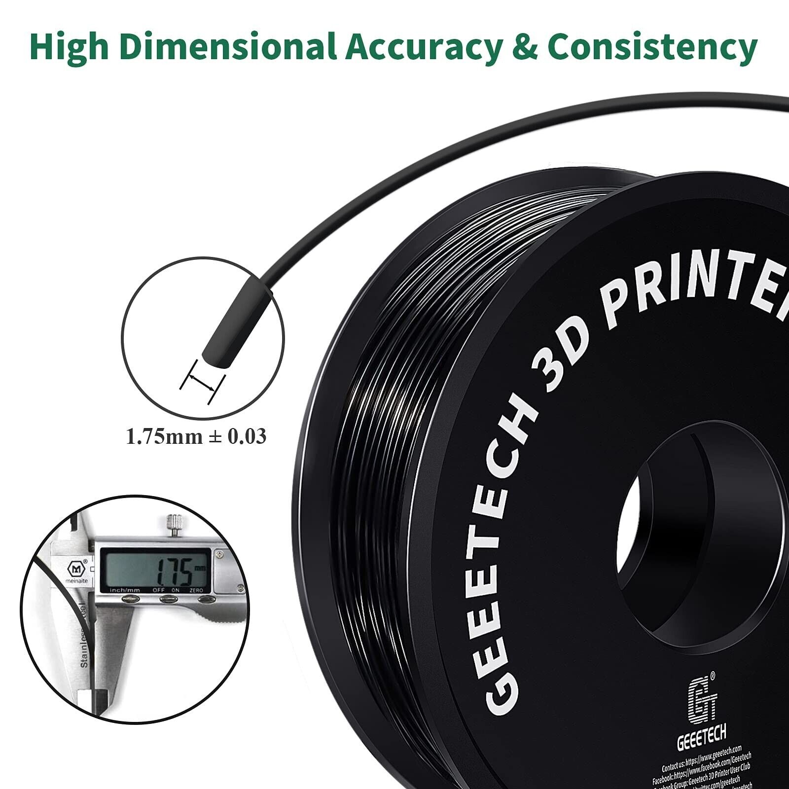 Geeetech ABS 3D Printer Filament 1.75mm Black