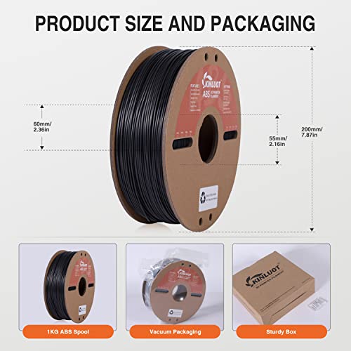 KINLUOT 1KG Black ABS 3D Printer Filament