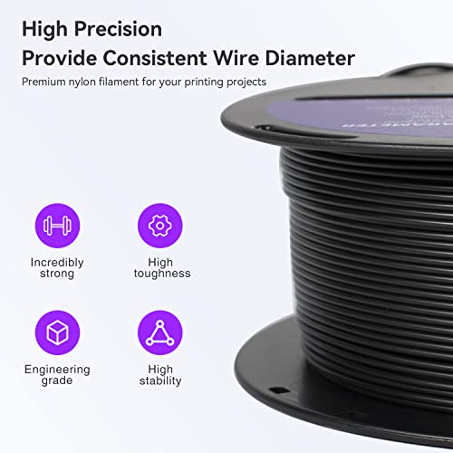NAGA PA6 Nylon 3D Printer Filament, 1.75mm Black