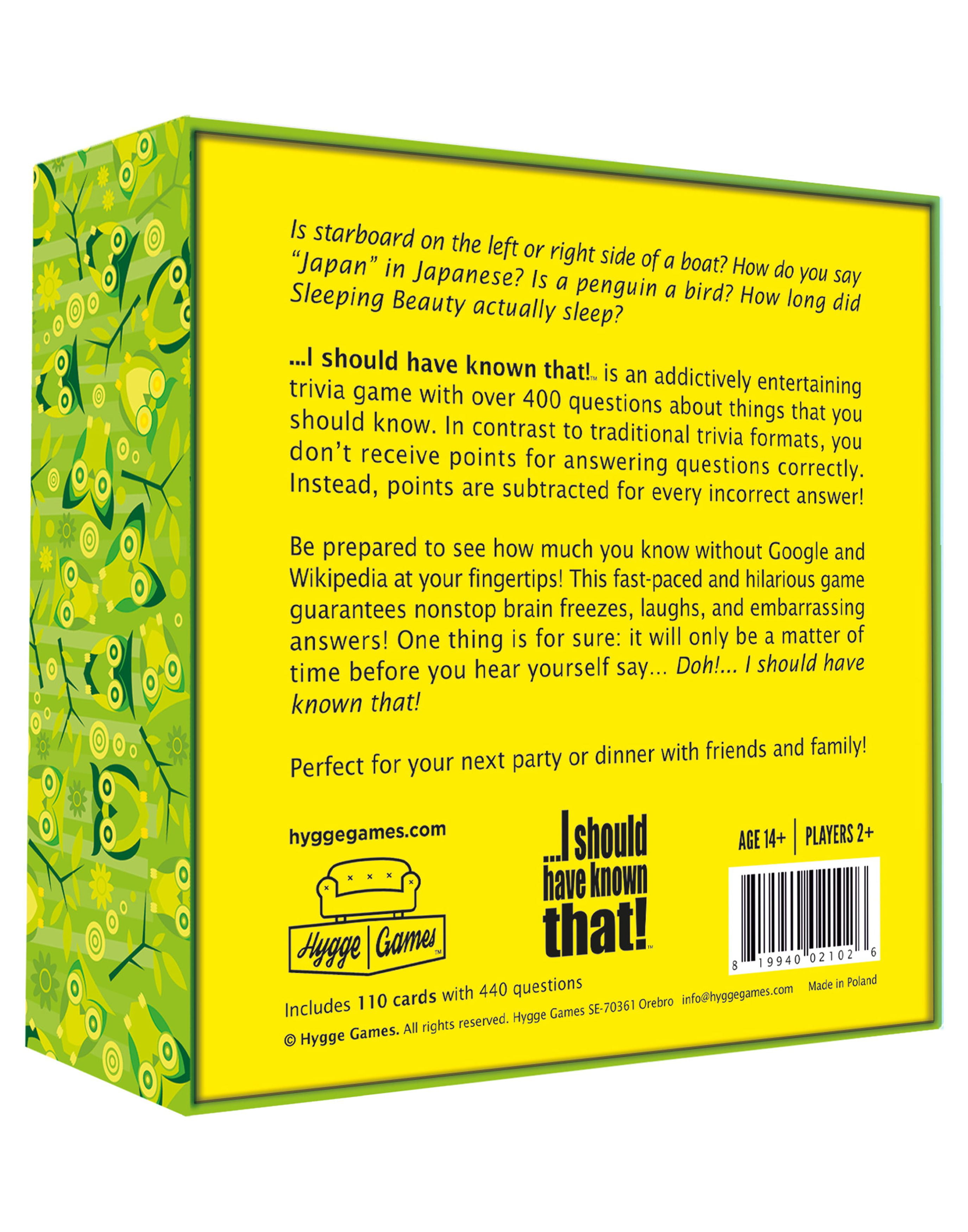 I Should Have Known That! Trivia Game Pack