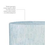 Modern Round Coffee Table with Geometric Mosaic Inlay