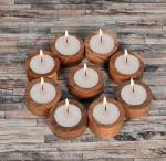 Acacia Wood Tealight Candle Holders - Set of 12