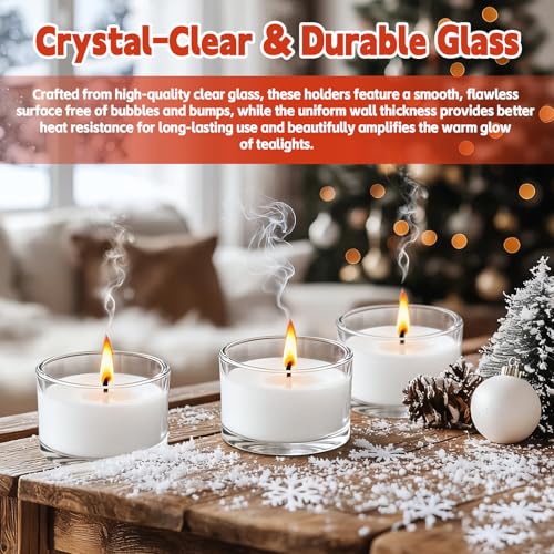36 Clear Glass Tealight Candle Holders Set