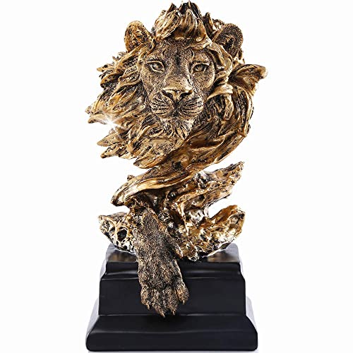 Golden Sandstone Lion Statue for Home Decor