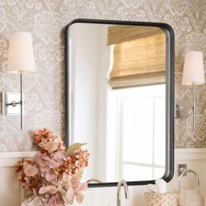 DUMOS Black Metal Bathroom Mirror 76.2 x 53.3 cm