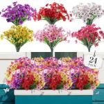 24 Bundles Colorful Indoor Outdoor Fake Flowers