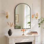 Black Metal Frame Arch Bathroom Wall Mirror 24"x36