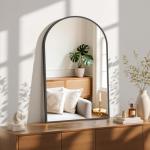 Black Metal Frame Arch Bathroom Wall Mirror 24"x36